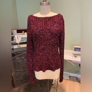 August Silk red/multi knit long sleeves tee, size XL
